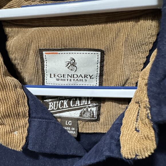 Legendary Whitetails Shirt Mens Large Blue Buck Camp Flannel Button Up Hunt Camp - Picture 10 of 12
